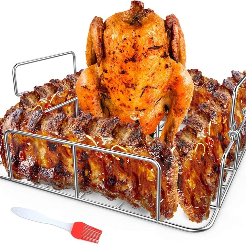 Barbecue BBQ Tools Stainless Steel Chicken Rib Rosting Stand Rack